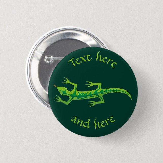 Tribal Lizard Green 6 Cm Round Badge (Front & Back)