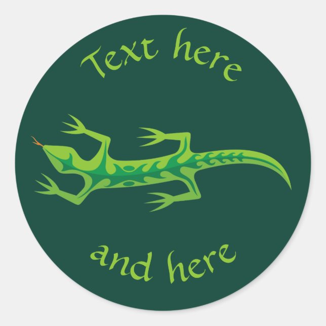 Tribal Lizard Green Classic Round Sticker (Front)