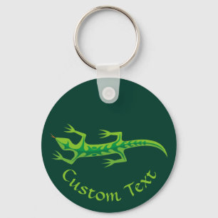 Tribal Lizard Green Keychain