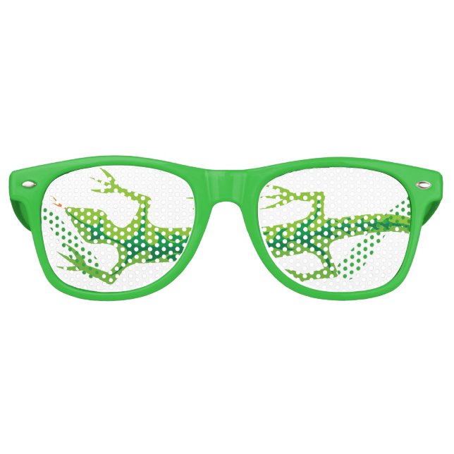 Tribal Lizard Green Retro Sunglasses (Front)