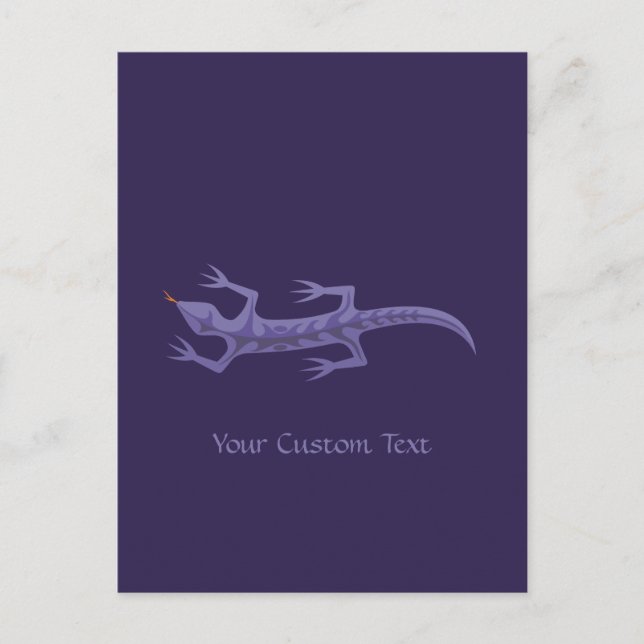 Tribal Lizard Mauve Postcard (Front)