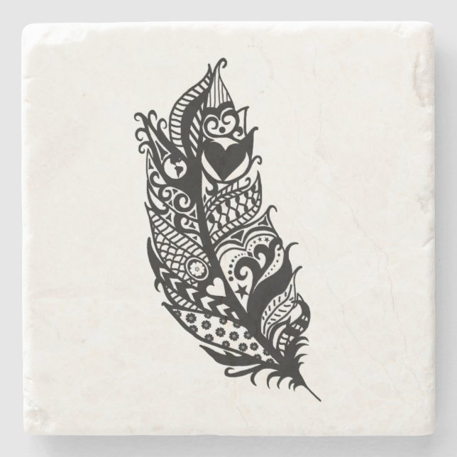 Tribal Love Feather Coaster (Front)