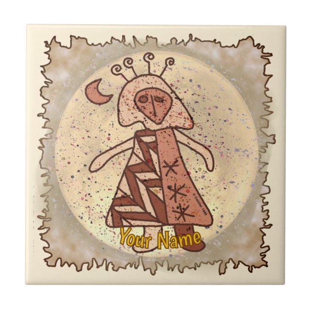 Tribal Luna Girl Ceramic Tile (Front)
