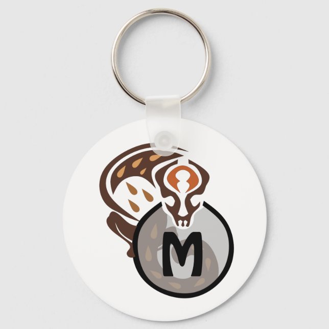 Tribal Malaysian Cat Gecko Monogram Key Ring (Front)