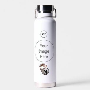 Tribal Malaysian Cat Gecko Monogram Water Bottle