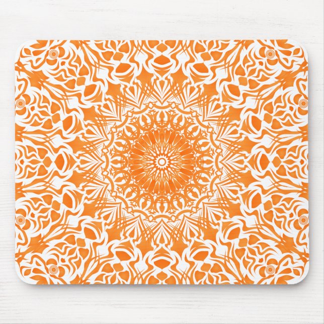 Tribal Mandala Orange Mouse Pad (Front)