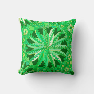 Tribal Mandala Print, Emerald and Lime Green Cushion