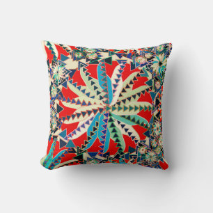 Tribal Mandala Print, Red, Blue and Cream Cushion