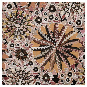 Tribal Mandala Print, Taupe Tan and Beige Fabric