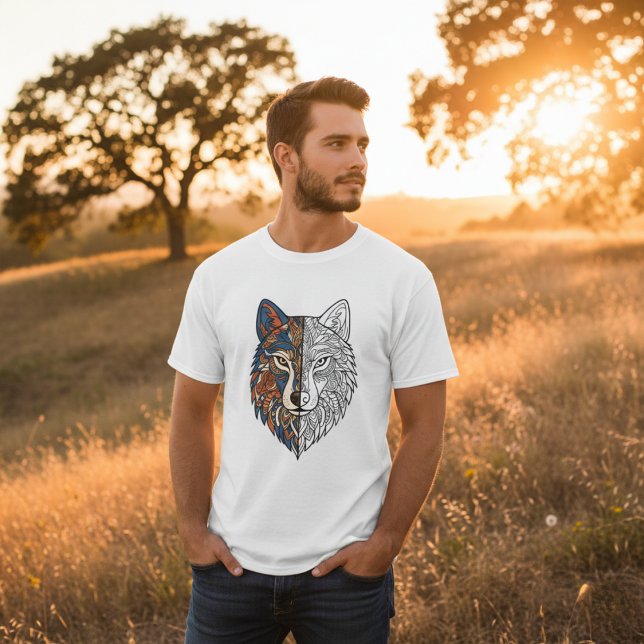 Tribal Mandala Wolf Head Unique Spirit Animal T-Shirt (Creator Uploaded)