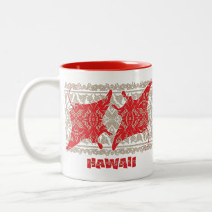 Tribal-Manta-Ray-Red Two-Tone Coffee Mug