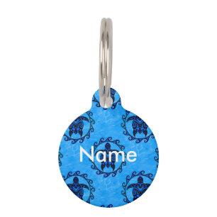 Tribal Maori Sun Turtle Pet Tag
