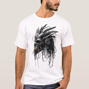 Tribal Mask Art - Futuristic Hybrid Design T-Shirt