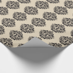 Tribal Mask - Beige Glossy Wrapping Paper, 30" x 6 Paper