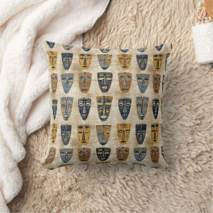 Tribal Mask Boho Pattern Cushion