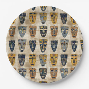 Tribal Mask Boho Pattern Paper Plate