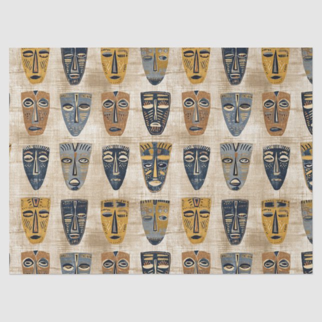 Tribal Mask Boho Pattern Tissue Paper (Front)