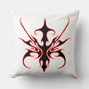 Tribal Mask Design - Black and Red Cushion