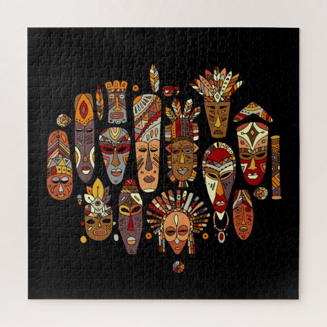 Tribal Mask Ethnic Sketches Jigsaw Puzzle (Vertical)