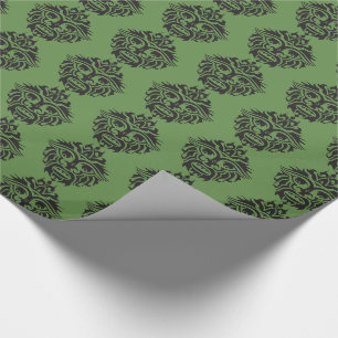 Tribal Mask - Green Glossy Wrapping Paper, 30" x 6 Paper