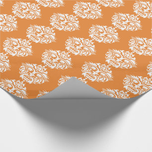 Tribal Mask - Orange Glossy Wrapping Paper, 30" x Paper