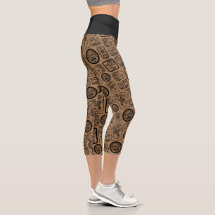 Tribal MAYA ancient mask pattern 1 Capri Leggings