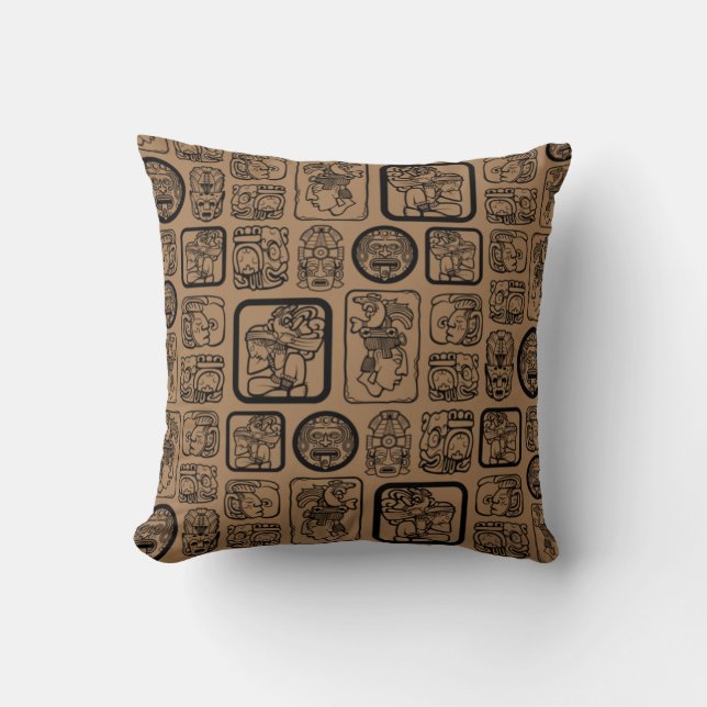 Tribal MAYA ancient mask pattern 1 Cushion (Front)