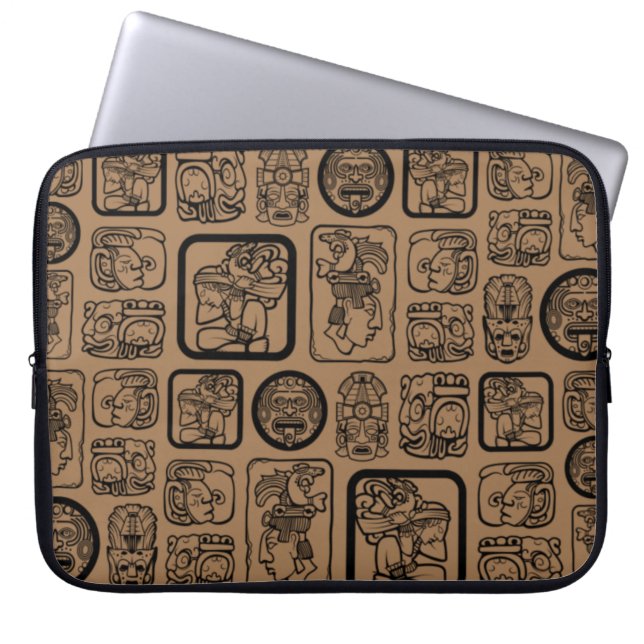 Tribal MAYA ancient mask pattern 1 Laptop Sleeve (Front)