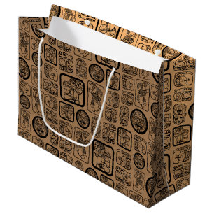 Tribal MAYA ancient mask pattern 1 Large Gift Bag