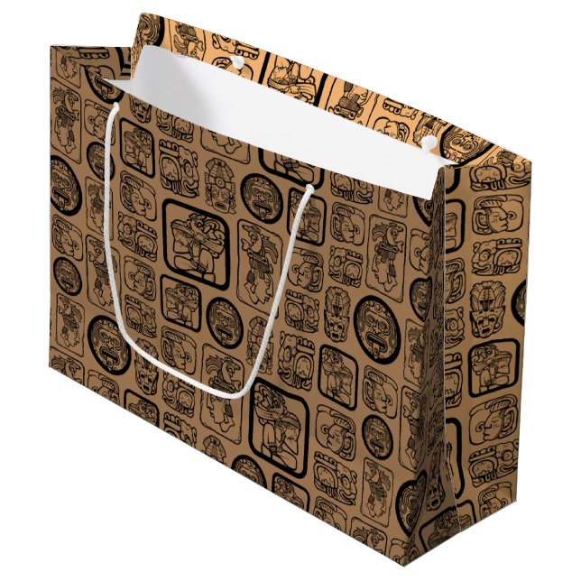 Tribal MAYA ancient mask pattern 1 Large Gift Bag (Front Angled)