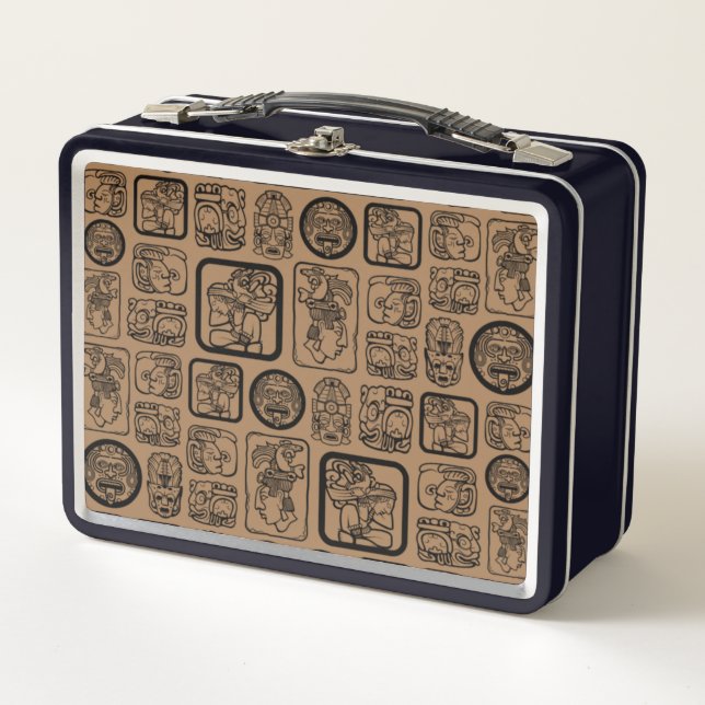 Tribal MAYA ancient mask pattern 1 Metal Lunch Box (Front)