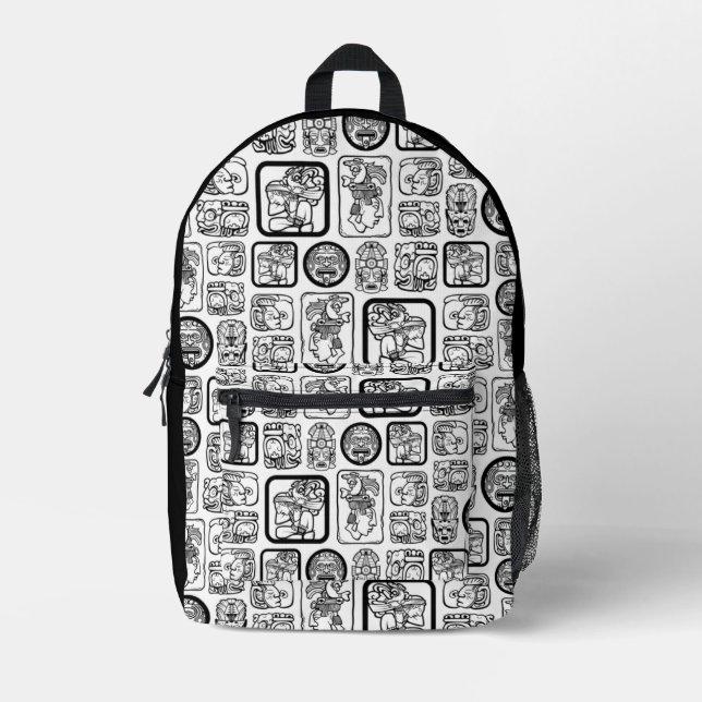 Tribal MAYA ancient mask pattern 1 Printed Backpack (Front)