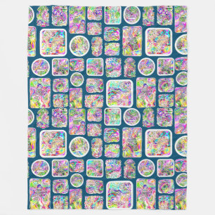 Tribal MAYA ancient mask pattern 2 Fleece Blanket