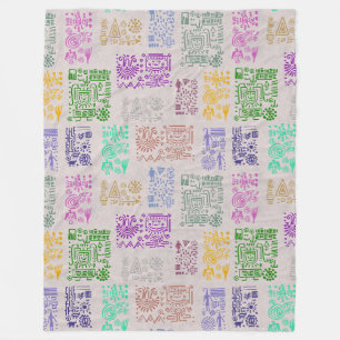 Tribal MAYA ancient mask pattern 5 Fleece Blanket