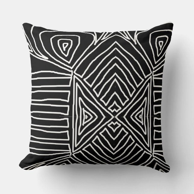 Tribal Maze Mud Cloth Pattern African Cushion (Front)