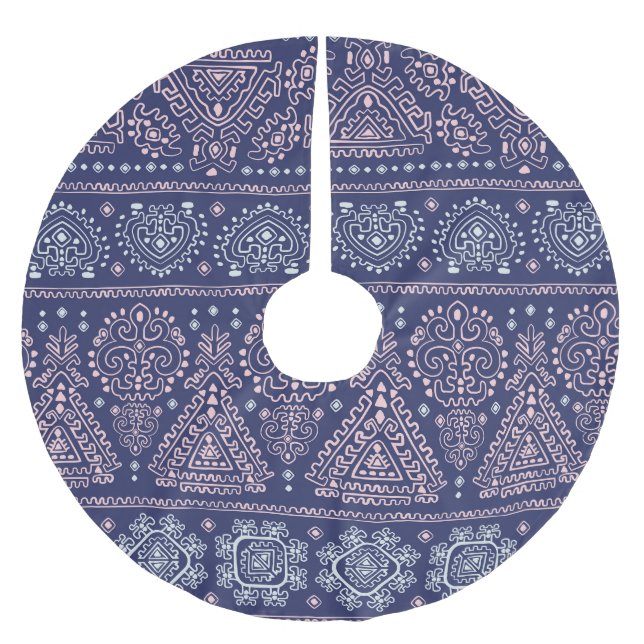 Tribal Mexican, ethnic seamless pattern. Brushed Polyester Tree Skirt (Front)