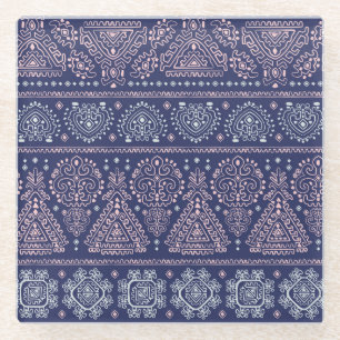 Tribal Mexican, ethnic seamless pattern. Glass Coaster