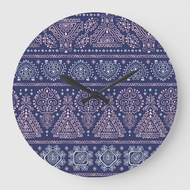 Tribal Mexican, ethnic seamless pattern. Large Clock (Front)