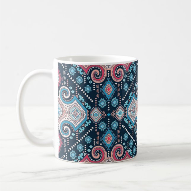 Tribal mexican vintage ethnic seamless pattern coffee mug (Left)