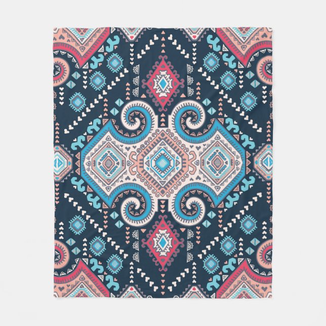 Tribal mexican vintage ethnic seamless pattern fleece blanket (Front)