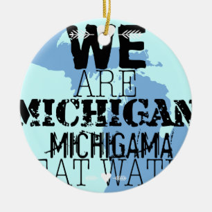 Tribal Michigan Michigama Great Waters Up North Ceramic Tree Decoration