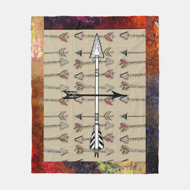 Tribal Modern Arrows Fleece Throw Blanket (Front)