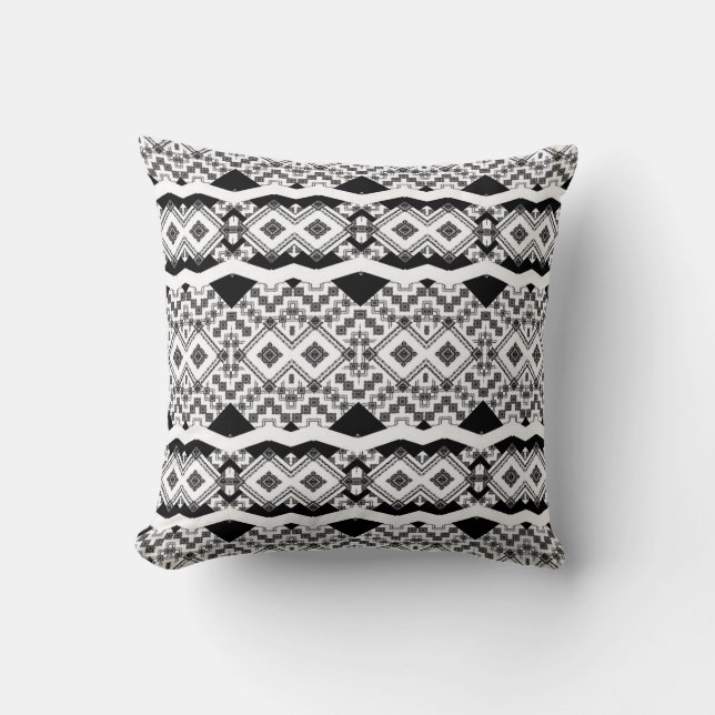 Tribal Monochrome Cushion (Front)