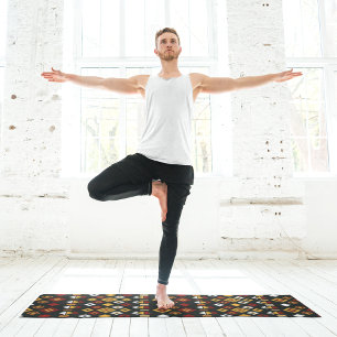 tribal monochrome hexagon yoga mat