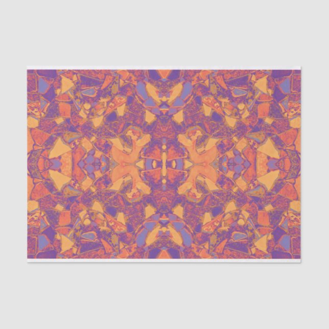 Tribal Mosaic Purple Orange Yellow Bohemian Tissue Paper (Front)