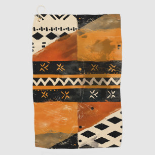 Tribal motifs in black and earth tones golf towel