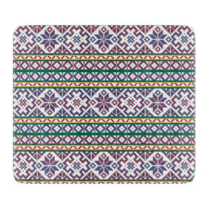 Tribal Multicolored ancient symbol folk art design Cutting Board