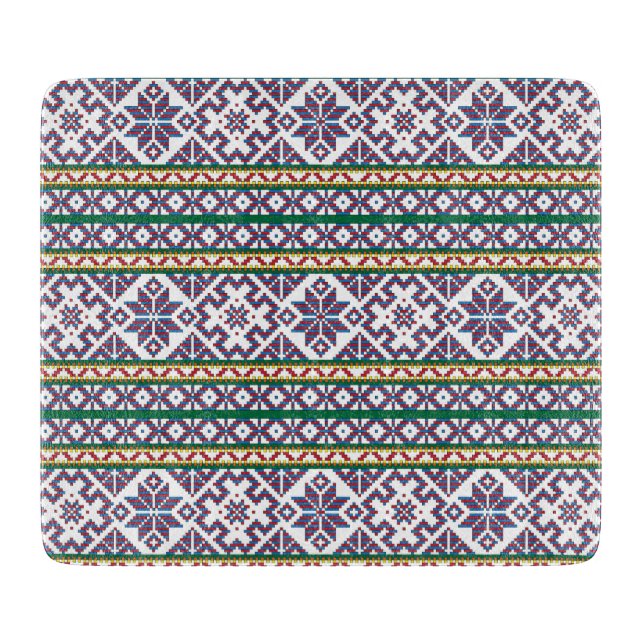 Tribal Multicolored ancient symbol folk art design Cutting Board (Front)