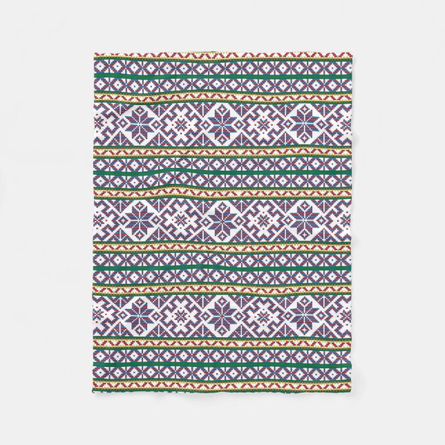 Tribal Multicolored ancient symbol folk art design Fleece Blanket (Front)
