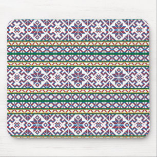 Tribal Multicolored ancient symbol folk art design Mouse Pad